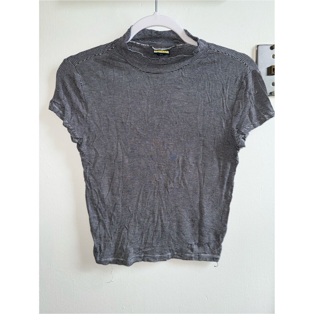 Prince & Fox Black and White Striped Short Sleeve Crop Tee